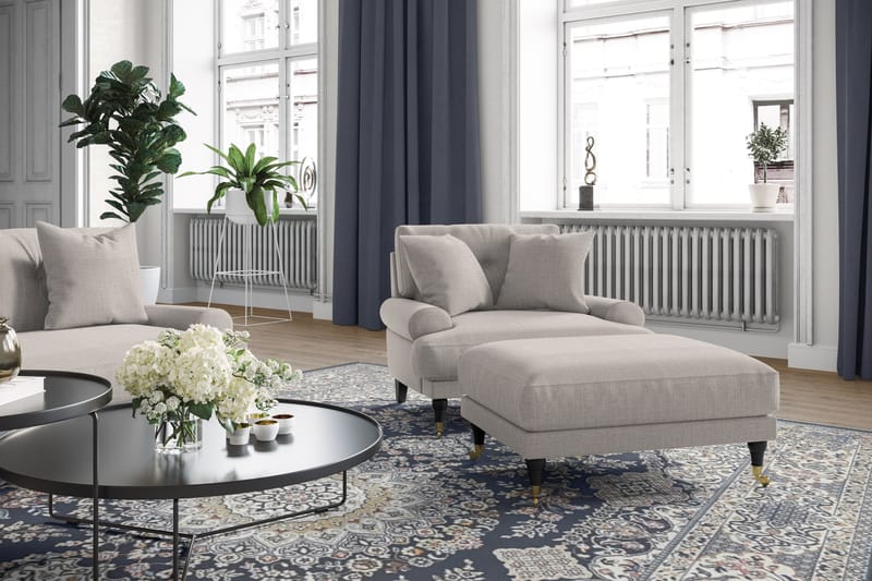 Andrew Sofagruppe 2-seter Sofa + Lenestol + Fotskammel i Stoff - Beige - Møbler - Sofaer - Sofagrupper - Howard sofagruppe