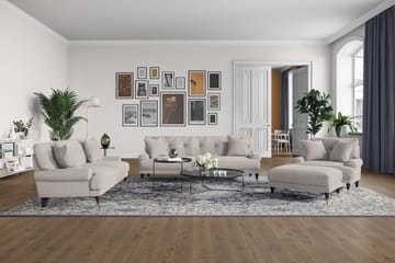 Andrew Sofagruppe 2-seter Sofa + Lenestol + Fotskammel i Stoff - Beige - Møbler - Sofaer - Sofagrupper - Howard sofagruppe