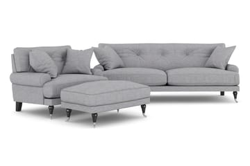 Andrew Sofagruppe 2-seter Sofa + Lenestol + Fotskammel i Stoff