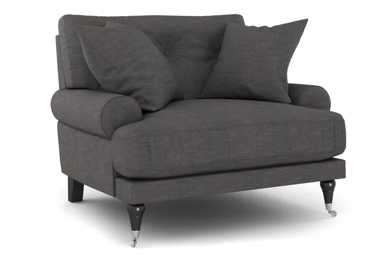 Andrew Sofagruppe 2-seter Sofa + Lenestol + Fotskammel i Stoff - Mørk grå - Møbler - Sofaer - Sofagrupper - Howard sofagruppe