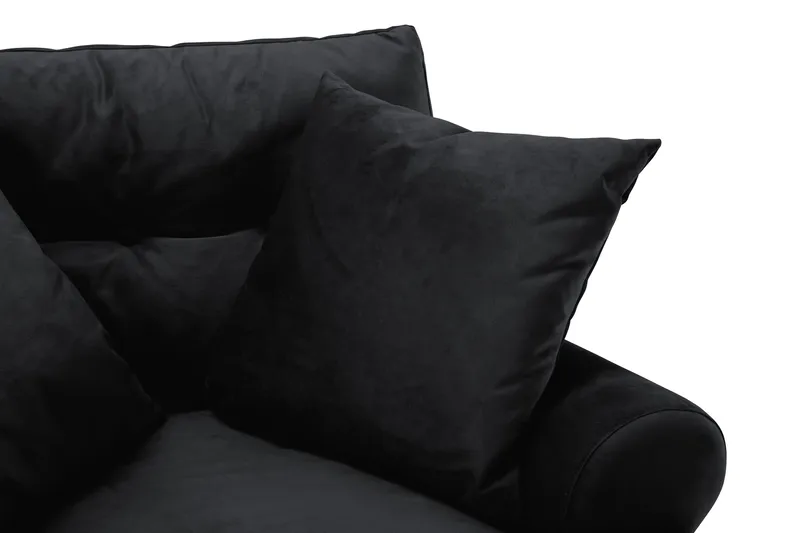 Andrew Sofagruppe 2-seter Sofa + Lenestol + Fotskammel i Fløyel - Svart - Møbler - Sofaer - Sofagrupper - Howard sofagruppe