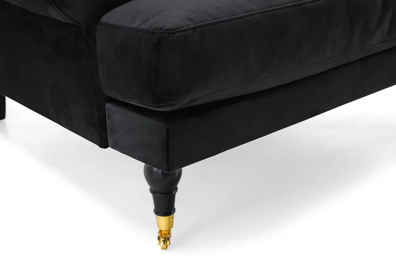 Andrew Sofagruppe 2-seter Sofa + Lenestol + Fotskammel i Fløyel - Svart - Møbler - Sofaer - Sofagrupper - Howard sofagruppe