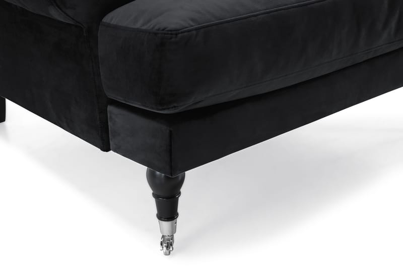 Andrew Sofagruppe 2-seter Sofa + Lenestol + Fotskammel i Fløyel - Svart - Møbler - Sofaer - Sofagrupper - Howard sofagruppe
