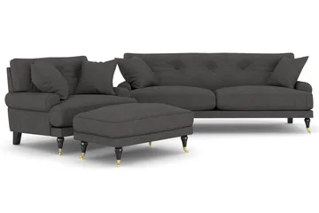 Andrew Sofagruppe 2-seter Sofa + Lenestol + Fotskammel i Stoff