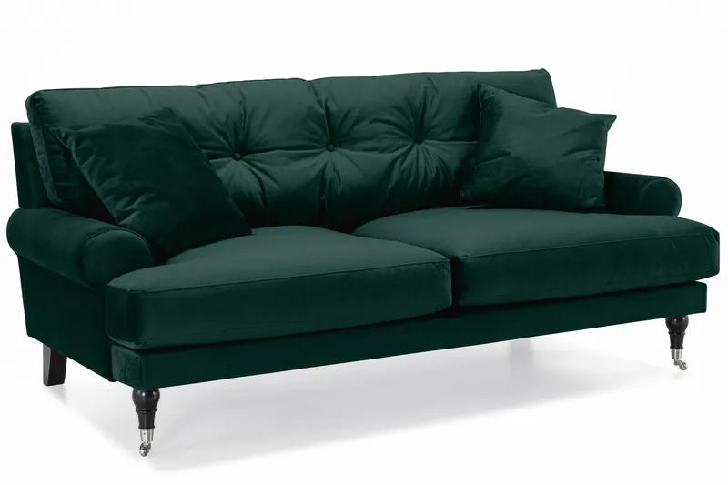 Andrew Sofagruppe 3-seter + 2-seter Sofa + Lenestol + Fotskammel i Fløyel - Grønn - Møbler - Sofaer - Sofagrupper - Howard sofagruppe