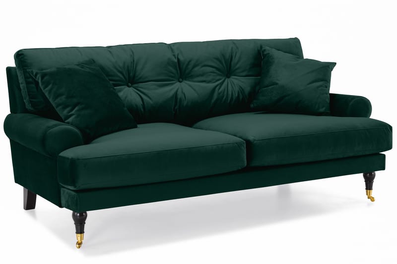 Andrew Sofagruppe 3-seter + 2-seter Sofa + Lenestol + Fotskammel i Fløyel - Grønn - Møbler - Sofaer - Sofagrupper - Howard sofagruppe