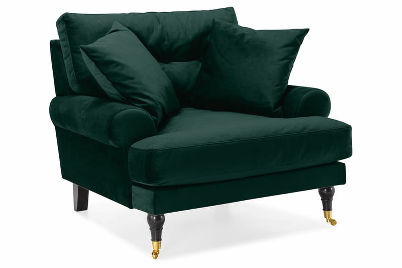 Andrew Sofagruppe 3-seter + 2-seter Sofa + Lenestol + Fotskammel i Fløyel - Grønn - Møbler - Sofaer - Sofagrupper - Howard sofagruppe