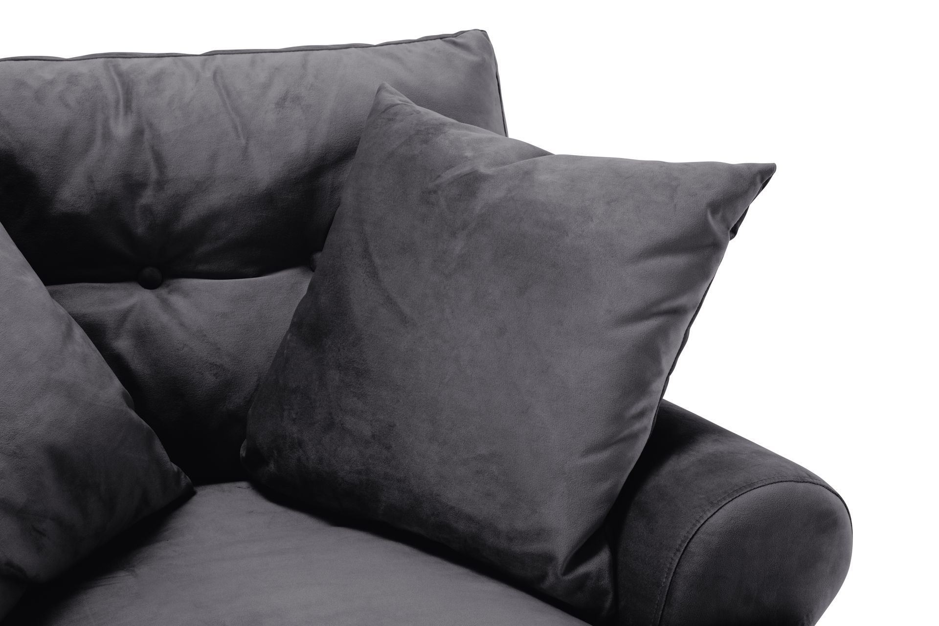 Andrew Sofagruppe 3-seter + 2-seter Sofa + Lenestol + Fotskammel i Fløyel - Mørk grå - Møbler - Sofaer - Sofagrupper - Howard sofagruppe