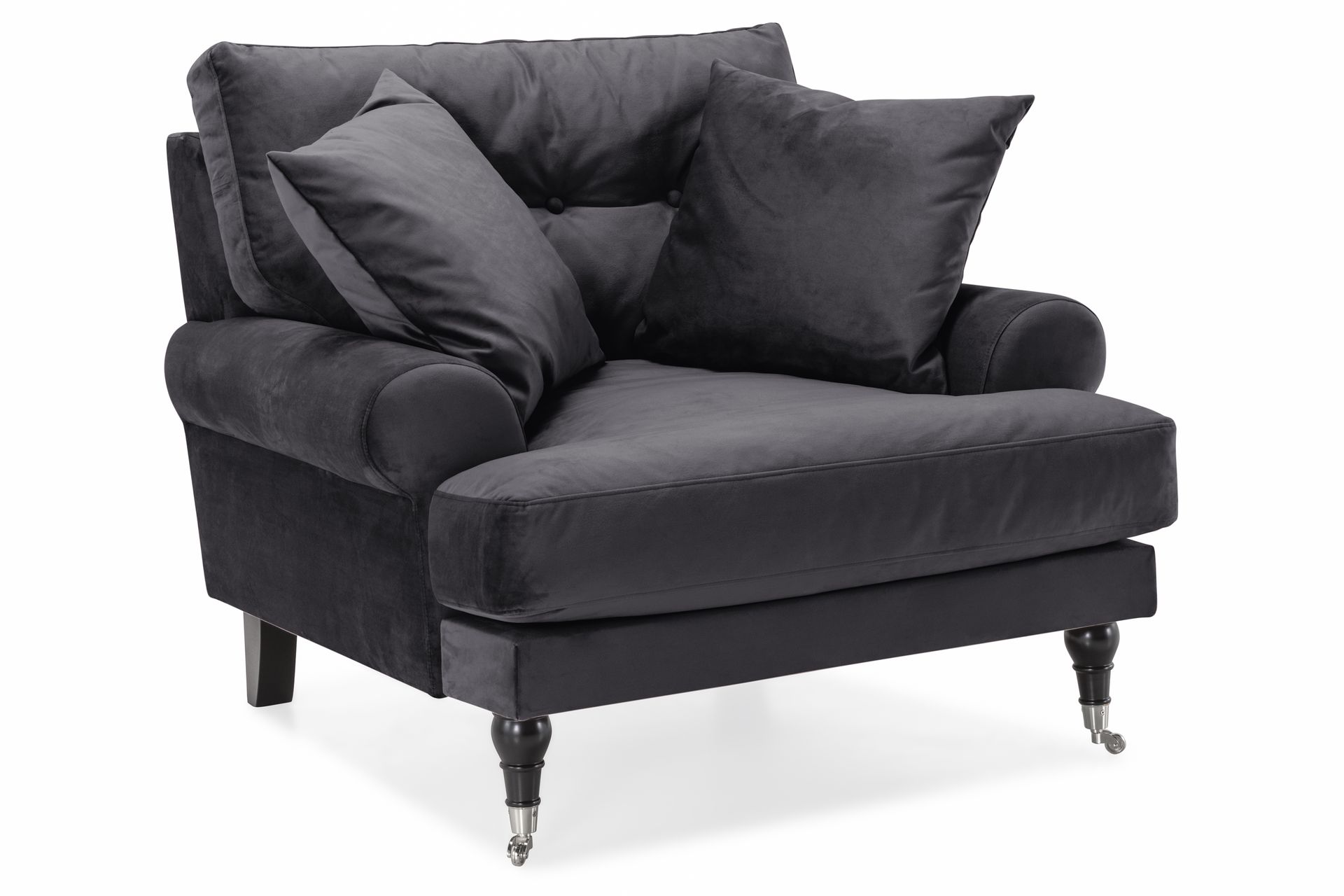 Andrew Sofagruppe 3-seter + 2-seter Sofa + Lenestol + Fotskammel i Fløyel - Mørk grå - Møbler - Sofaer - Sofagrupper - Howard sofagruppe