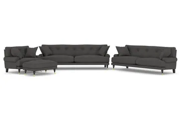 Andrew Sofagruppe 3-seter + 2-seter Sofa + Lenestol + Fotskammel i Fløyel