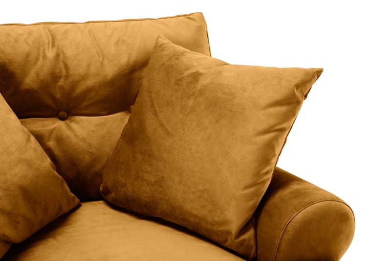 Andrew Sofagruppe 3-seter + 2-seter Sofa + Lenestol + Fotskammel i Fløyel - Mørk gul - Møbler - Sofaer - Sofagrupper - Howard sofagruppe