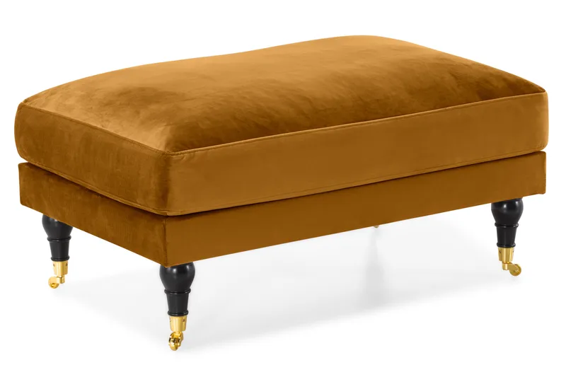 Andrew Sofagruppe 3-seter + 2-seter Sofa + Lenestol + Fotskammel i Fløyel - Mørk gul - Møbler - Sofaer - Sofagrupper - Howard sofagruppe