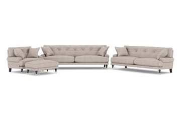 Andrew Sofagruppe 3-seter + 2-seter Sofa + Lenestol + Fotskammel i Stoff