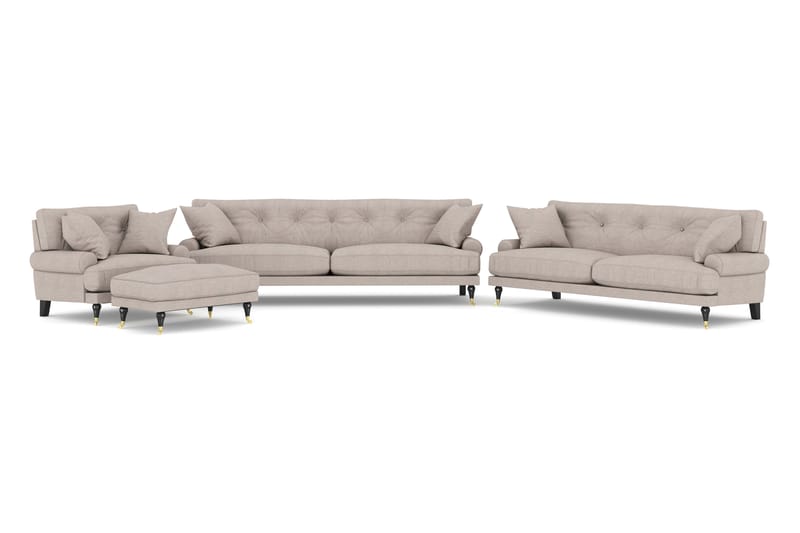 Andrew Sofagruppe 3-seter + 2-seter Sofa + Lenestol + Fotskammel i Stoff - Beige - Møbler - Sofaer - Sofagrupper - Howard sofagruppe