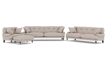 Andrew Sofagruppe 3-seter + 2-seter Sofa + Lenestol + Fotskammel i Stoff