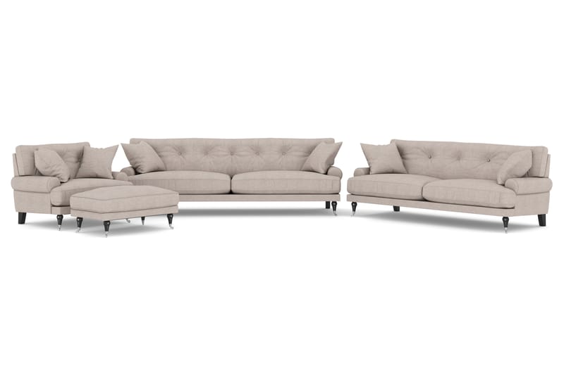 Andrew Sofagruppe 3-seter + 2-seter Sofa + Lenestol + Fotskammel i Stoff - Beige - Møbler - Sofaer - Sofagrupper - Howard sofagruppe