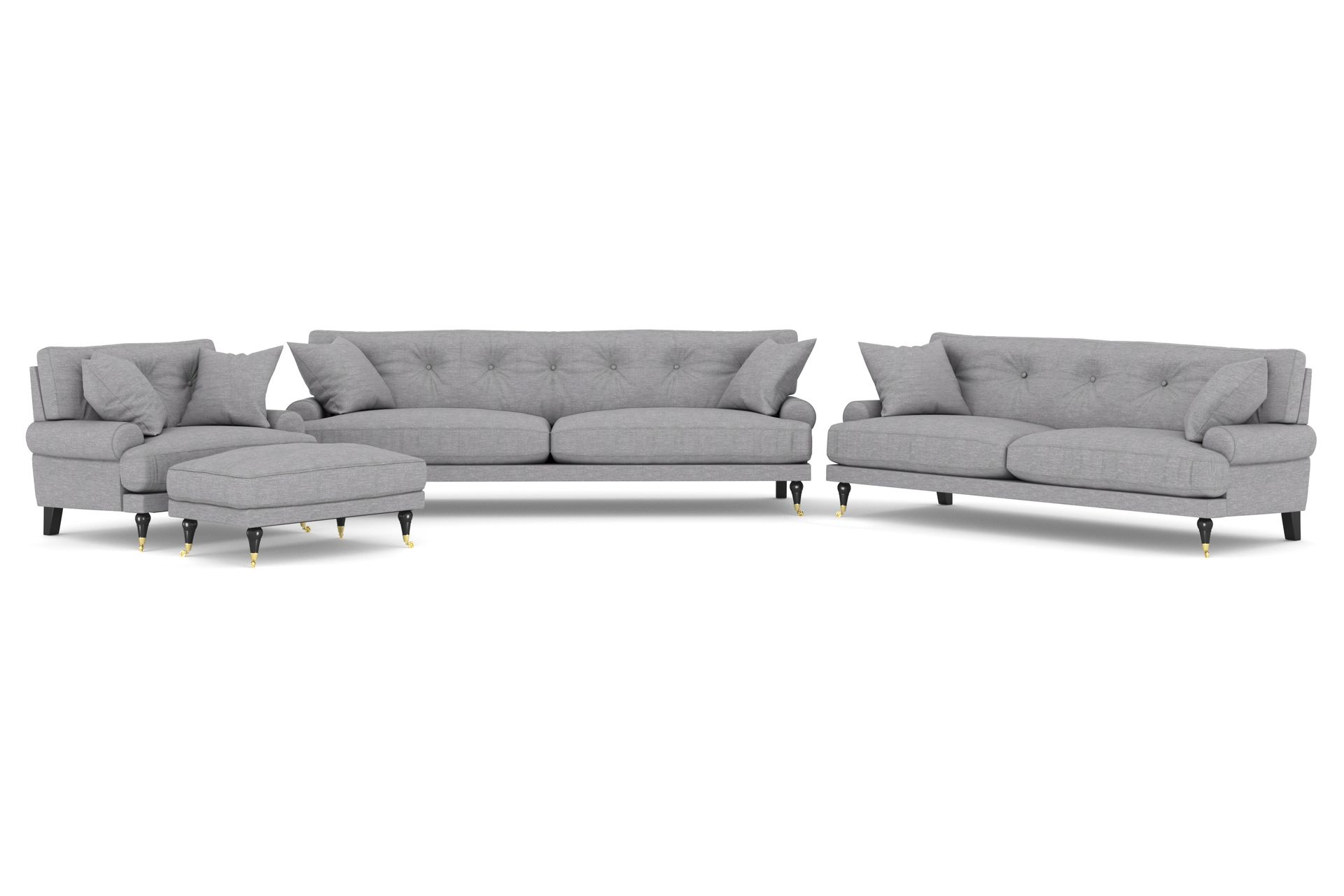 Andrew Sofagruppe 3-seter + 2-seter Sofa + Lenestol + Fotskammel i Stoff - Grå - Møbler - Sofaer - Sofagrupper - Howard sofagruppe