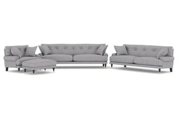 Andrew Sofagruppe 3-seter + 2-seter Sofa + Lenestol + Fotskammel i Stoff