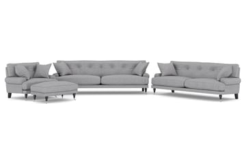Andrew Sofagruppe 3-seter + 2-seter Sofa + Lenestol + Fotskammel i Stoff