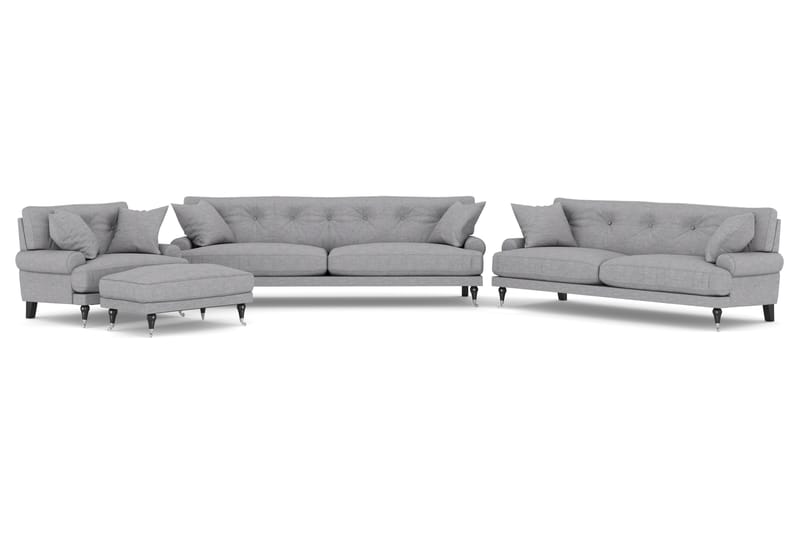 Andrew Sofagruppe 3-seter + 2-seter Sofa + Lenestol + Fotskammel i Stoff - Grå - Møbler - Sofaer - Sofagrupper - Howard sofagruppe