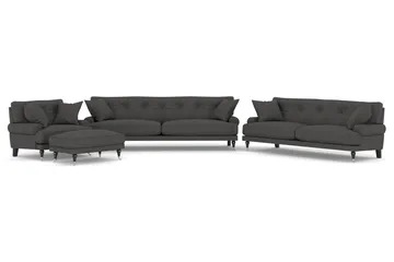 Andrew Sofagruppe 3-seter + 2-seter Sofa + Lenestol + Fotskammel i Stoff