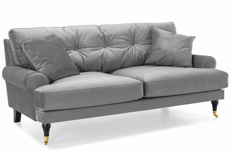 Andrew Sofagruppe 3-seter + 2-seter Sofa + Lenestol + Fotskammel i Fløyel - Lys grå - Møbler - Sofaer - Sofagrupper - Howard sofagruppe