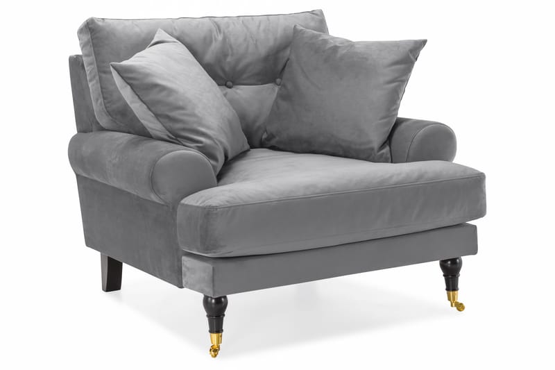 Andrew Sofagruppe 3-seter + 2-seter Sofa + Lenestol + Fotskammel i Fløyel - Lys grå - Møbler - Sofaer - Sofagrupper - Howard sofagruppe