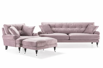 Andrew Sofagruppe 3-seter Sofa + Lenestol + Fotskammel i Fløyel