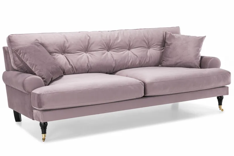 Andrew Sofagruppe 3-seter Sofa + Lenestol + Fotskammel i Fløyel - Lilla - Møbler - Sofaer - Sofagrupper - Howard sofagruppe
