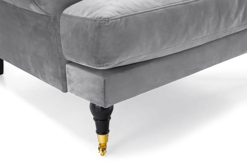 Andrew Sofagruppe 3-seter Sofa + Lenestol + Fotskammel i Fløyel - Lys grå - Møbler - Sofaer - Sofagrupper - Howard sofagruppe