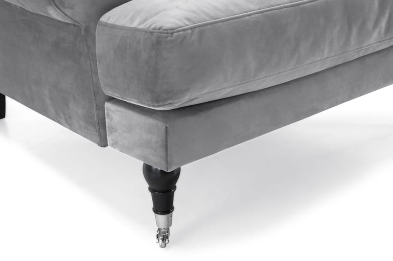 Andrew Sofagruppe 3-seter Sofa + Lenestol + Fotskammel i Fløyel - Lys grå - Møbler - Sofaer - Sofagrupper - Howard sofagruppe