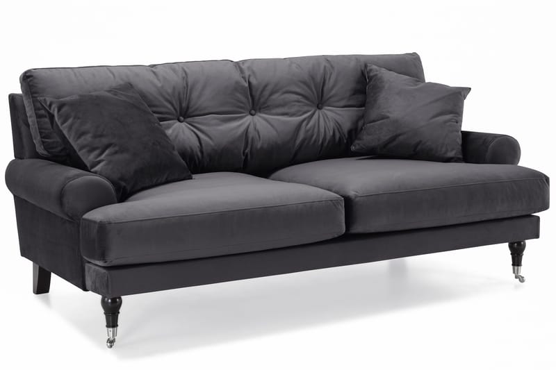 Andrew Sofagruppe 3-seter Sofa + Lenestol + Fotskammel i Fløyel - Mørk grå - Møbler - Sofaer - Sofagrupper - Howard sofagruppe