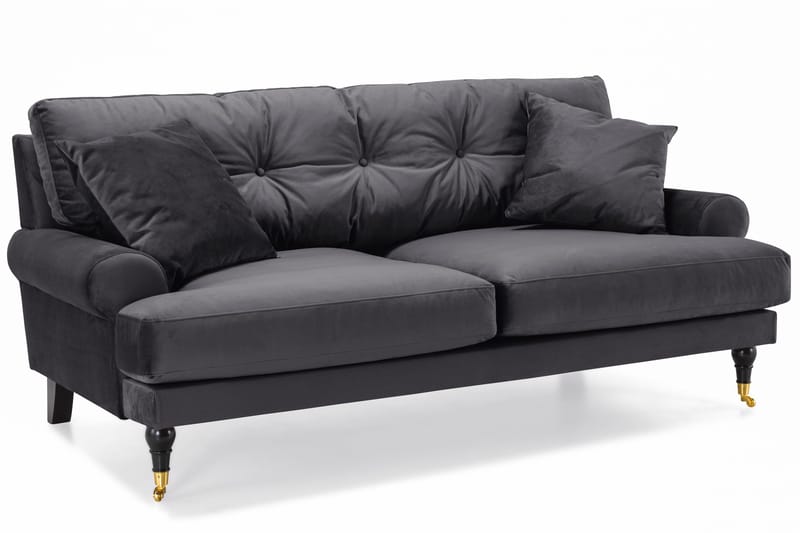 Andrew Sofagruppe 3-seter Sofa + Lenestol + Fotskammel i Fløyel - Mørk grå - Møbler - Sofaer - Sofagrupper - Howard sofagruppe