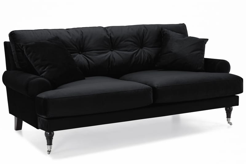 Andrew Sofagruppe 3-seter Sofa + Lenestol + Fotskammel i Fløyel - Svart - Møbler - Sofaer - Sofagrupper - Howard sofagruppe