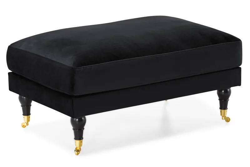 Andrew Sofagruppe 3-seter Sofa + Lenestol + Fotskammel i Fløyel - Svart - Møbler - Sofaer - Sofagrupper - Howard sofagruppe