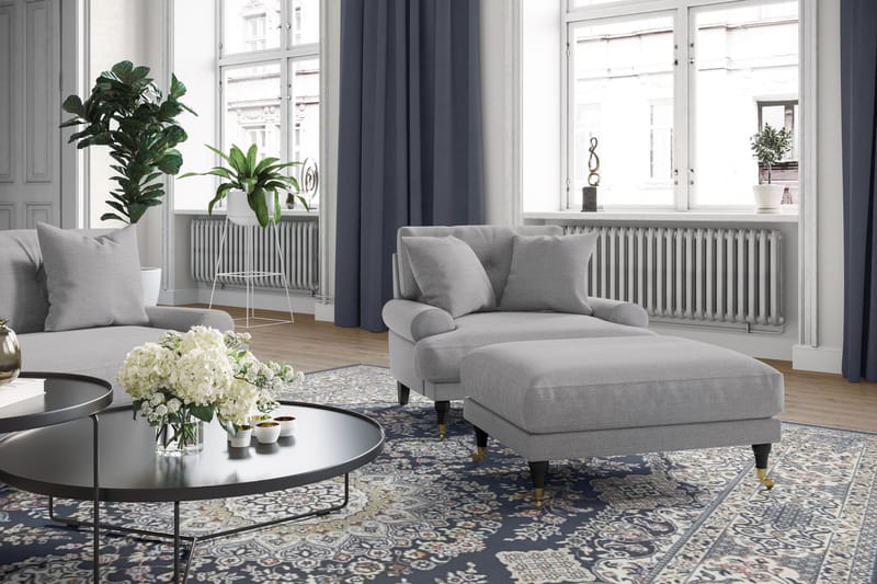 Andrew Sofagruppe 3-seter Sofa + Lenestol + Fotskammel i Stoff - Grå - Møbler - Sofaer - Sofagrupper - Howard sofagruppe