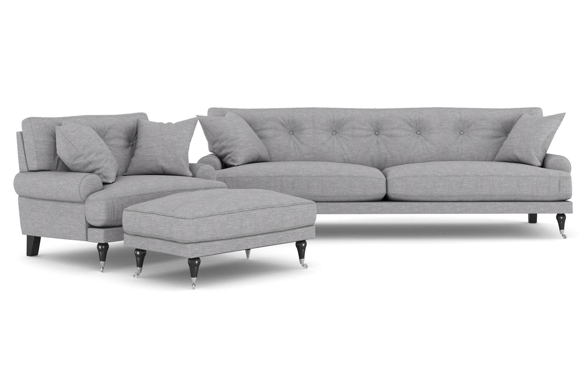 Andrew Sofagruppe 3-seter Sofa + Lenestol + Fotskammel i Stoff - Grå - Møbler - Sofaer - Sofagrupper - Howard sofagruppe