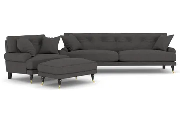 Andrew Sofagruppe 3-seter Sofa + Lenestol + Fotskammel i Stoff