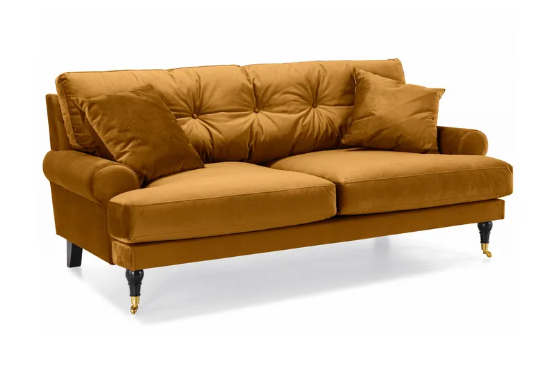 Andrew Sofagruppe 3-seter Sofa + Lenestol + Fotskammel i Fløyel - Mørk gul - Møbler - Sofaer - Sofagrupper - Howard sofagruppe