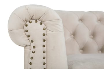 Chesterfield Deluxe Sofagruppe 2-seter+Lenestol+Fotskammel - Beige Fløyel - Møbler - Sofaer - Sofagrupper - Howard sofagruppe