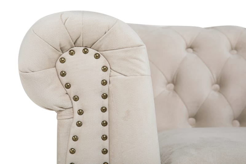 Chesterfield Deluxe Sofagruppe 2-seter+Lenestol+Fotskammel - Beige Fløyel - Howard sofagruppe