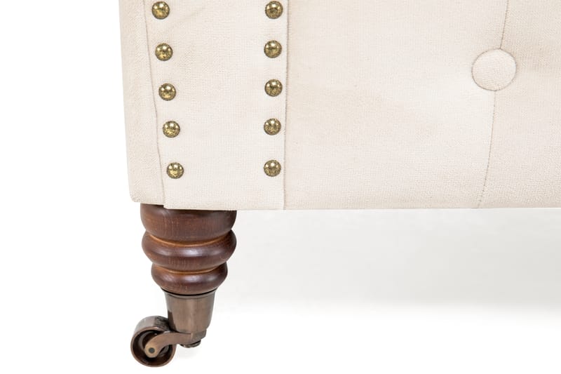 Chesterfield Deluxe Sofagruppe 2-seter+Lenestol+Fotskammel - Beige Fløyel - Møbler - Sofaer - Sofagrupper - Howard sofagruppe