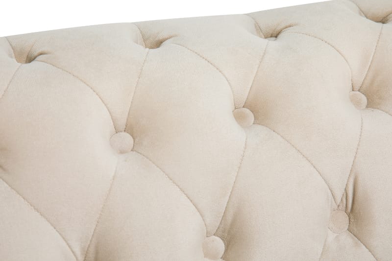 Chesterfield Deluxe Sofagruppe 2-seter+Lenestol+Fotskammel - Beige Fløyel - Howard sofagruppe