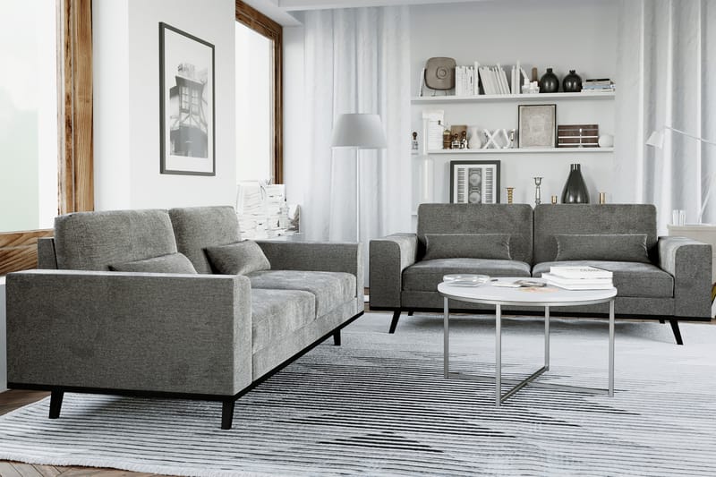 Copenhagen Sofagruppe 3-seter + 2-seter Fløyelssofa - Mørk grå - Møbler - Sofaer - Sofagrupper - Howard sofagruppe