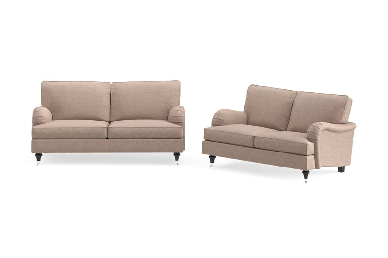 Howard Classic Sofagruppe 2-seters + 2-seters Stoffsofa, Mørk beige
