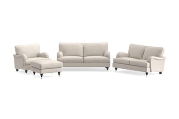 Howard Classic Sofagruppe 2-seters + Liten 2-seters Sofa + Lenestol + Fotskammel i Stoff