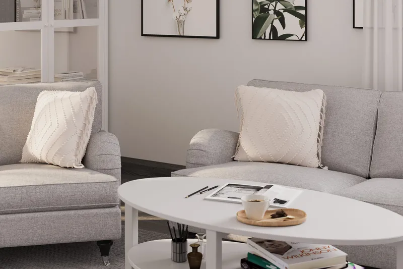 Howard Classic Sofagruppe 2-seters + Liten 2-seters Sofa + Lenestol + Fotskammel i Stoff - Grå - Møbler - Sofaer - Sofagrupper - Howard sofagruppe