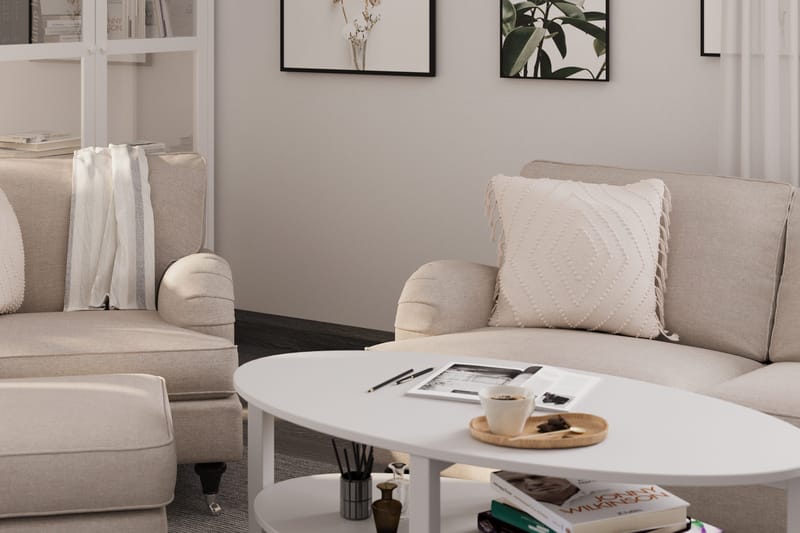 Howard Classic Sofagruppe 2-seters Sofa + Lenestol + Fotskammel i Stoff - Beige - Møbler - Sofaer - Sofagrupper - Howard sofagruppe