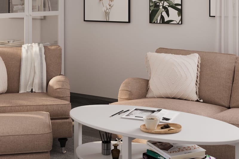 Howard Classic Sofagruppe 2-seters Sofa + Lenestol + Fotskammel i Stoff - Mørk beige - Møbler - Sofaer - Sofagrupper - Howard sofagruppe