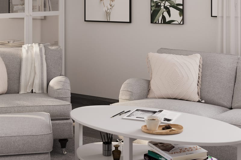 Howard Classic Sofagruppe 2-seters Sofa + Lenestol + Fotskammel i Stoff - Grå - Møbler - Sofaer - Sofagrupper - Howard sofagruppe